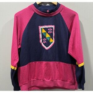 Vintage Jantzen Collared Colorblock Sweatshirt 80s Preppy Sporty Pop Art M-L